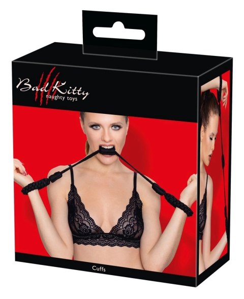 Bad Kitty Cuffs Rope - bawełniane kajdanki linowe czarne, rozmiar 1