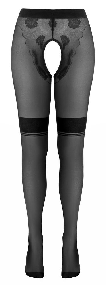 Cottelli LEGWEAR Rajstopy Retro Bez Szwu, Otwarty Kroj, 25 DEN, Nude/Czarne