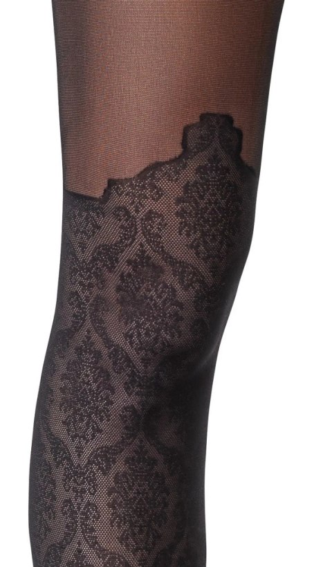 Cottelli LEGWEAR Rajstopy czarne bezszwowe z koronką 25/50 den