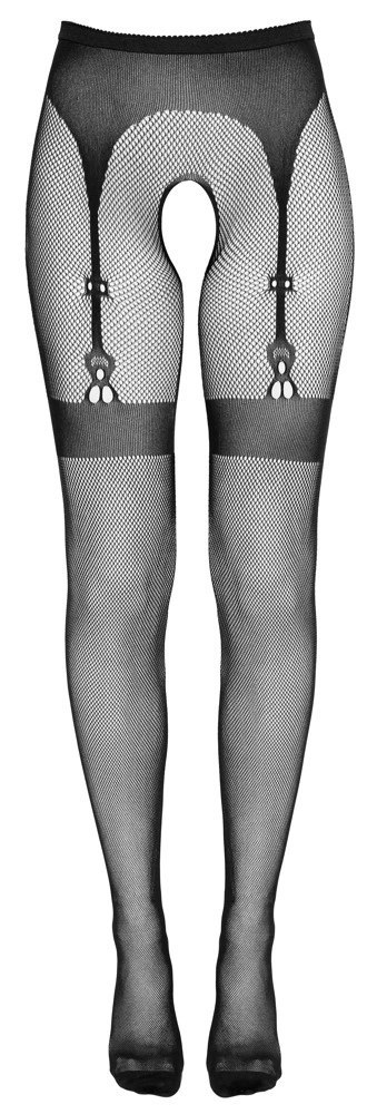 Cottelli LEGWEAR Rajstopy siateczkowe z wzorem pończoch S-L czarne