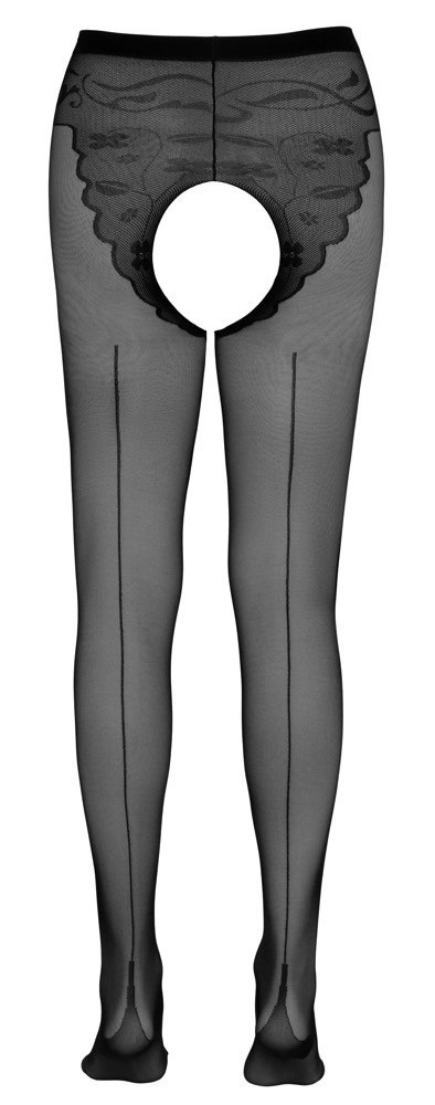Cottelli LEGWEAR Rajstopy z otwartą strefą i ozdobnym tyłem, czarne 20 den