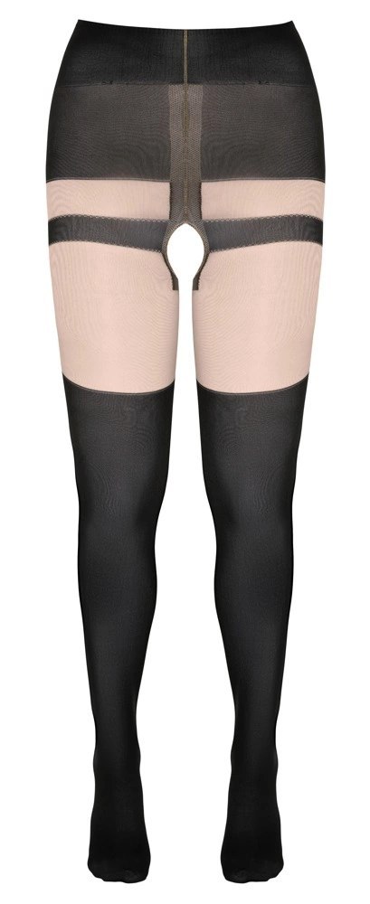 Cottelli Legwear Rajstopy Z Motywem Szelek i Kokard Czerwonych M/L