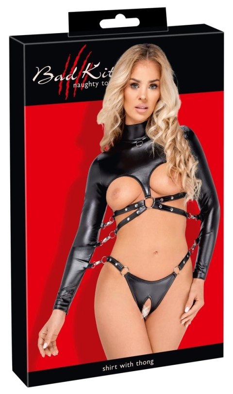 Bad Kitty Body Skorzane 2XL Bez Biustu i Kroku, Regulowane Paski