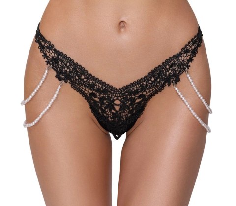 Cottelli LINGERIE Stringi Koronkowe z Perłowymi Łańcuszkami M/L