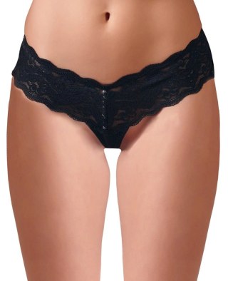 Cottelli Lingerie Stringi Koronkowe z Perłowym Akcentem Czarny XL
