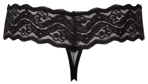 Cottelli Lingerie Stringi Koronkowe z Perłowym Akcentem Czarny XL