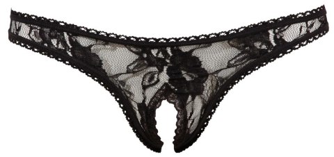 Cottelli Lingerie Stringi Kwiatowa Koronka Czarny S Otwarty Model