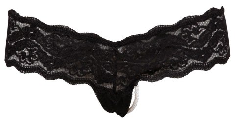 Cottelli Lingerie Stringi koronkowe z aplikacją pereł, czarne S
