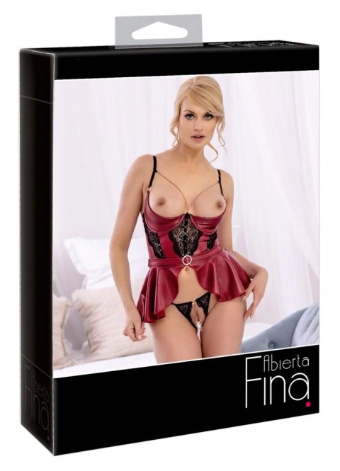 Abierta Fina Longline Biustonosz Otwarty + Koronkowe Stringi 85B/L