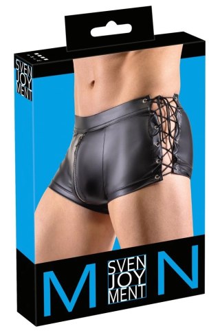 Svenjoyment Bokserki Męskie Matowe Sznurki Suwak Model S Czarny