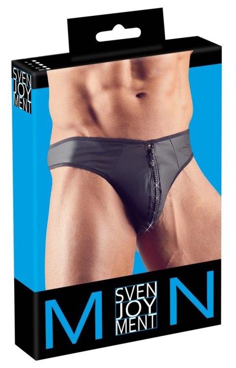 Svenjoyment Stringi Męskie Neopren Look Zamek Błyszczący M