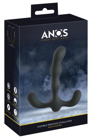ANOS Silikonowy 3-Ramienny Stymulator Prostaty Czarny, 3 Silniki, 7 Trybow