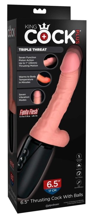 Pipedream King Cock Plus 17 cm Jasny - Model z funkcją ciepła i dynamiczną pracą