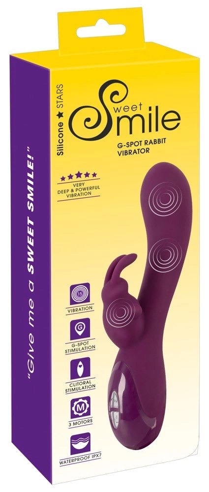 Sweet Smile Rabbit Vibe Violet - wielofunkcyjny model punktu G, 21,4 cm
