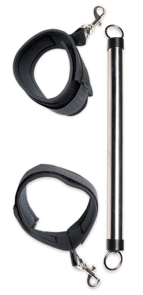 Fetish Ankle Cuffs z Metalowym Rozdzielaczem, czarne, 37 cm