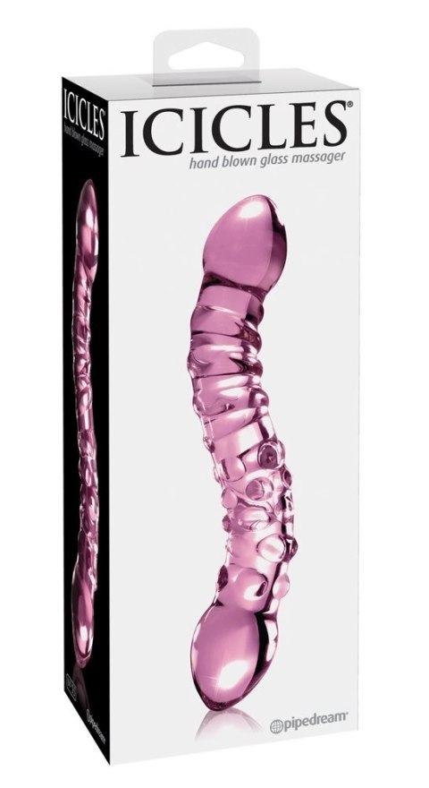 Icicles Model 24 szklany masażer dwustronny z wypustkami 19,5 cm