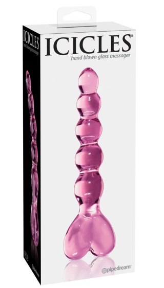 Icicles Model 24 szklany masażer kulkowy z sercem 20 cm