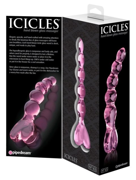 Icicles Model 24 szklany masażer kulkowy z sercem 20 cm