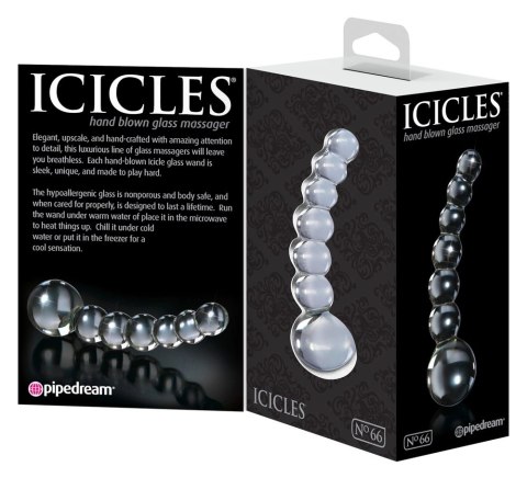 Pipedream Icicles 29 - Szklany masażer kulkowy, długość 12 cm