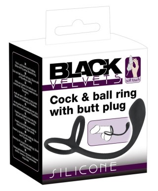 Black Velvets System 3w1 - Pierścień i korek silikonowy czarny