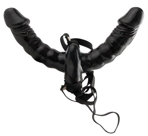 Fetish Fantasy Series Uprząż Podwojna z Pilotem Czarna 15 cm PVC