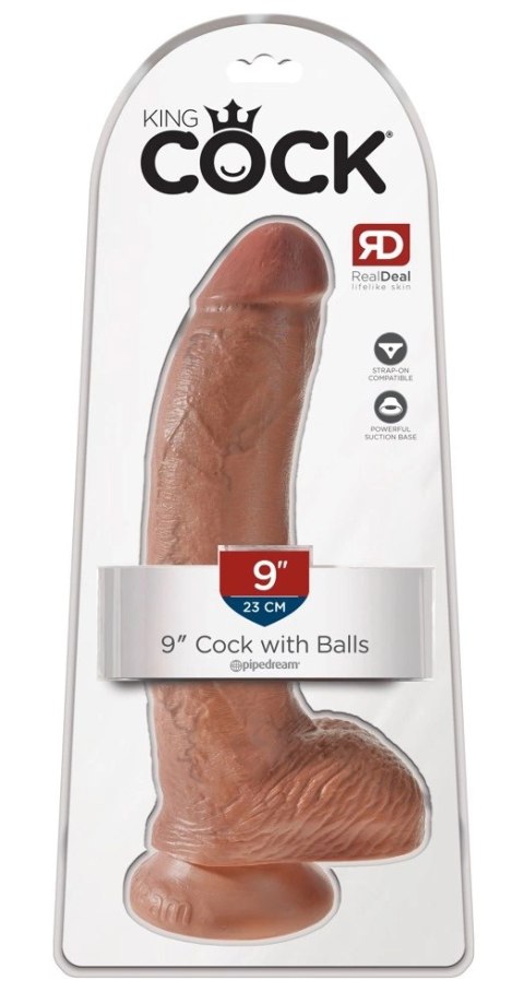 King Cock Model 23 cm ciemny - anatomiczna forma, przyssawka