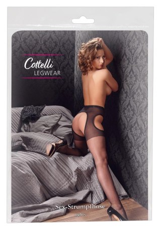 Cottelli Legwear czarne rajstopy z pasem koronkowym S/M