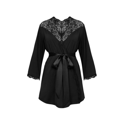 Obsessive Bellastia Peniuar Koronkowy Czarny XL/2XL - Elegancki Fason
