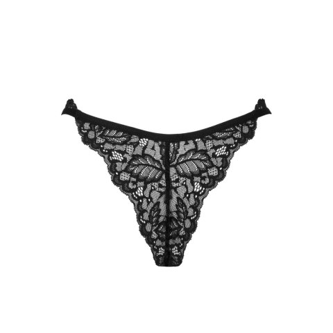 Obsessive Bellastia Stringi Koronkowe Czarne XS/S Elegancki Wzor