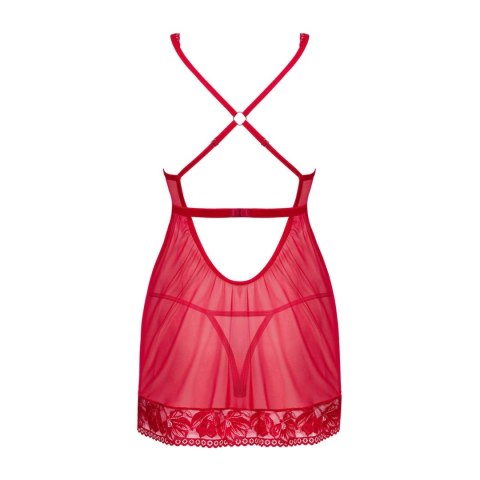 Obsessive Lacelove Babydoll i Stringi Czerwone XL/2XL - Koronkowy Komplet