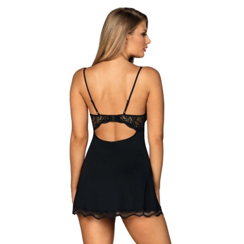 Obsessive Luvae Babydoll z koronką i stringi czarne S/M Multistretch
