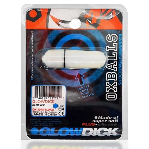 Oxballs Glowdick Niebieski pierścień silikonowy z diodą LED i wibracją