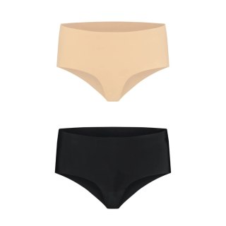 Bye Bra Invisible High Brief XL Nude & Black - Bezszwowe majtki 2-pak