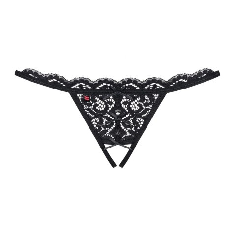 Obsessive 831 Stringi z otwartą strefą koronkowe czarne S/M
