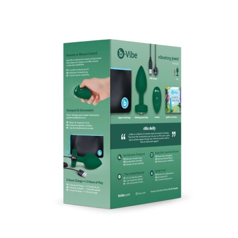 B-Vibe Vibrating Jewel Plug M/L Emerald - wibrujący korek z pilotem
