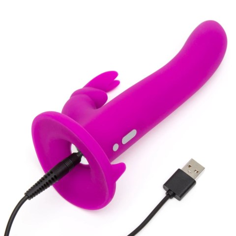 Happy Rabbit Zestaw Harness z Wibrującą Maszyną Intymną Fioletowy USB