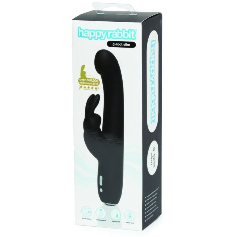 Happy Rabbit G-Spot Slim Black - Smukły masażer punktu G, silikonowy, czarny