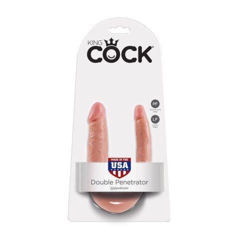 Pipedream King Cock U-Shaped Double Trouble Small Flesh - elastyczny model podwojny