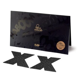 Bijoux Indiscrets Flash Cross Black - samoprzylepne ozdoby silikonowe czarne