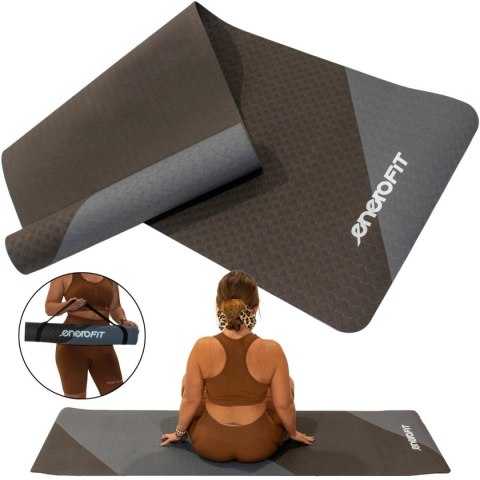 MATA DO JOGI I FITNESS TPE ANTYPOŚLIZGOWA SZARO-CZARNA ENERO FIT