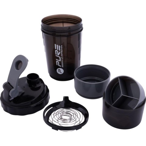 BIDON FITNESS SHAKER 500ML BLACK GREY PURE 2 IMPROVE