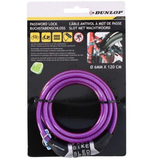 ZAPIĘCIE ROWEROWE SPIRALNE SZYFR 0.6x120CM FIOLETOWE DUNLOP