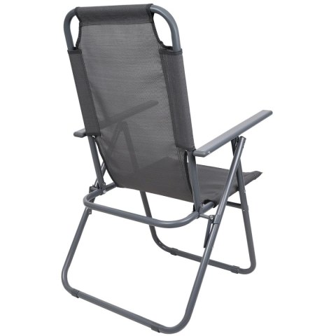 KRZESŁO TURYSTYCZNE Z PODŁOKIETNIKAMI 61x66x65-108CM SKŁADANE CIEMNO SZARE ENERO CAMP - II GATUNEK