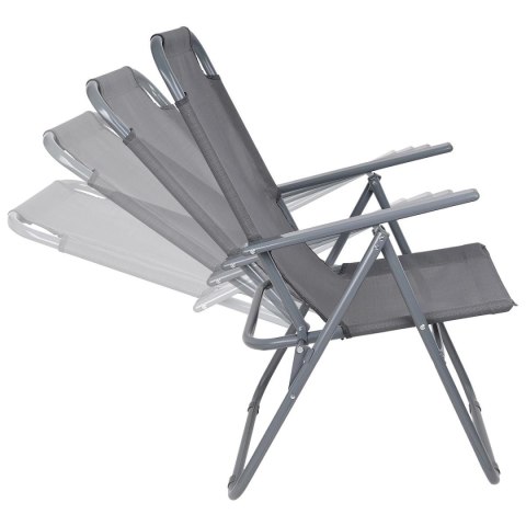 KRZESŁO TURYSTYCZNE Z PODŁOKIETNIKAMI 61x66x65-108CM SKŁADANE CIEMNO SZARE ENERO CAMP - II GATUNEK