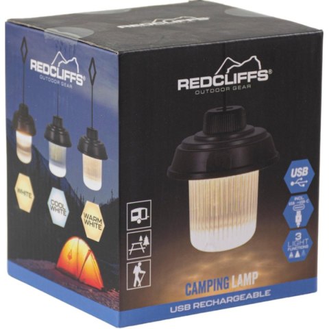LATARKA LAMPA CAMPING USB 3 RODZAJE ŚWIATŁA REDCLIFFS CZARNY