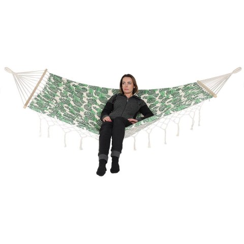HAMAK OGRODOWY 2 OSOBOWY 200X150CM Z DRĄŻKIEM I Z FRĘDZLAMI MIAMI NATURA JUNGLE