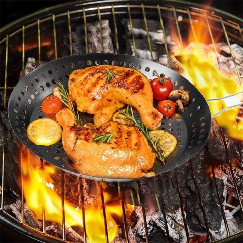 PATELNIA DO GRILOWANIA ZE SKŁADANYM UCHWYTEM NON STICK CZARNA