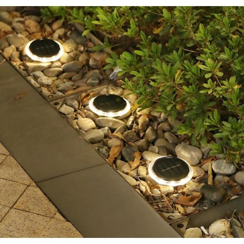 LAMPY SOLARNE DYSKOWE DO WBICIA W GRUNT LUB MONTAŻU NA ŚCIANIE KPL.2SZT