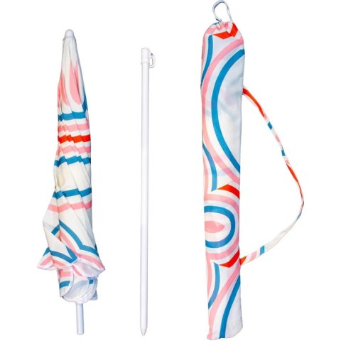 PARASOL PLAŻOWO OGRODOWY 160CM PASEK NIEBIESKO RÓŻOWY
