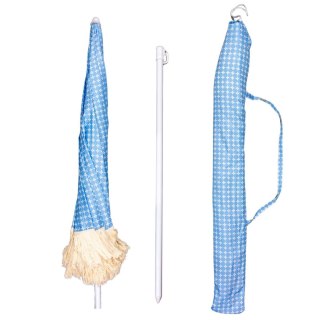 PARASOL PLAŻOWO OGRODOWY Z FRĘDZLAMI 174CM NIEBIESKI